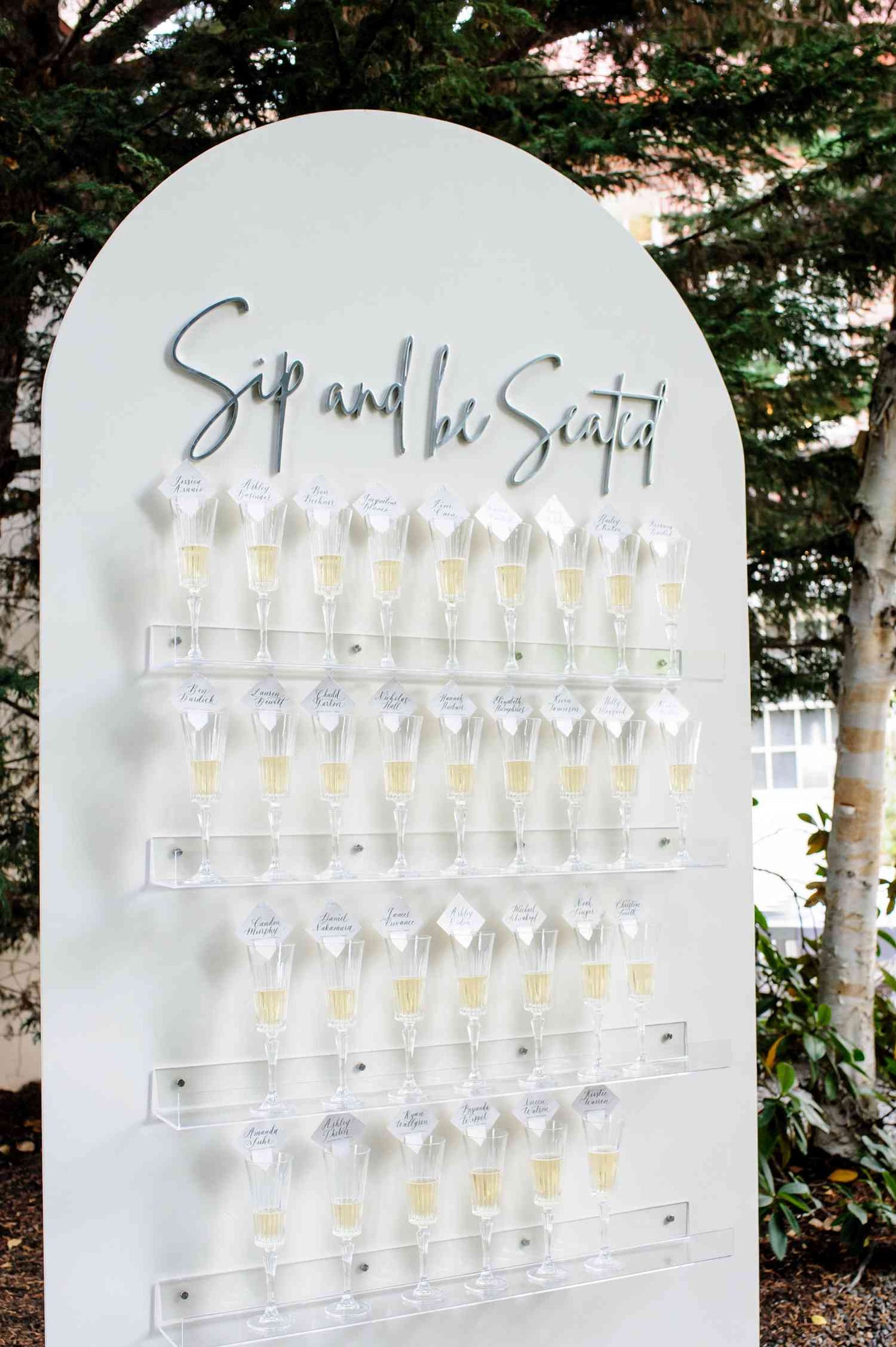 White Round Top Champagne Wall