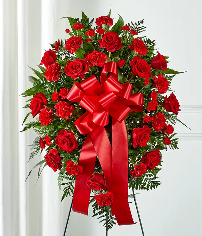 Red Flowers Standing Spray