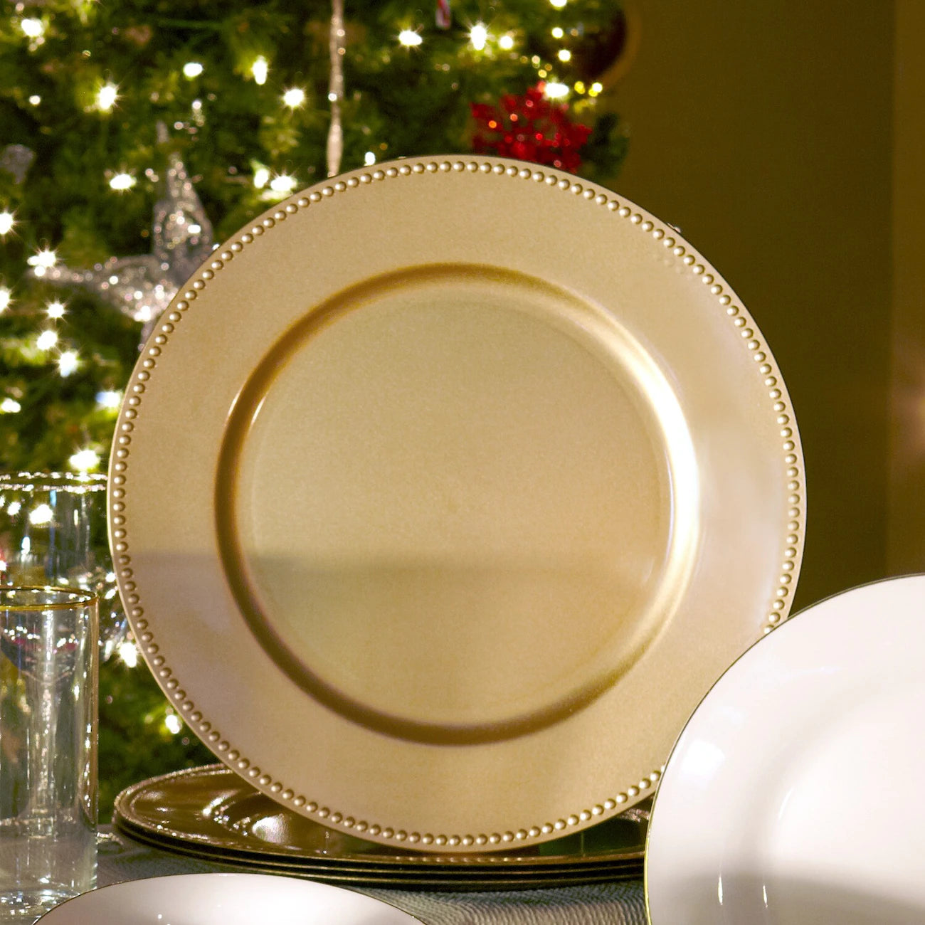 Gold Beaded Rim Charger Plate
