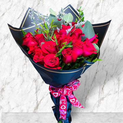 Luxurious Wrapped Rose Bouquet - Red Rose, White Rose or Purple Rose - DGM Flowers  | Fort Lauderdale Florist
