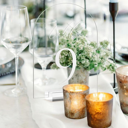Clear Arch White Table Numbers