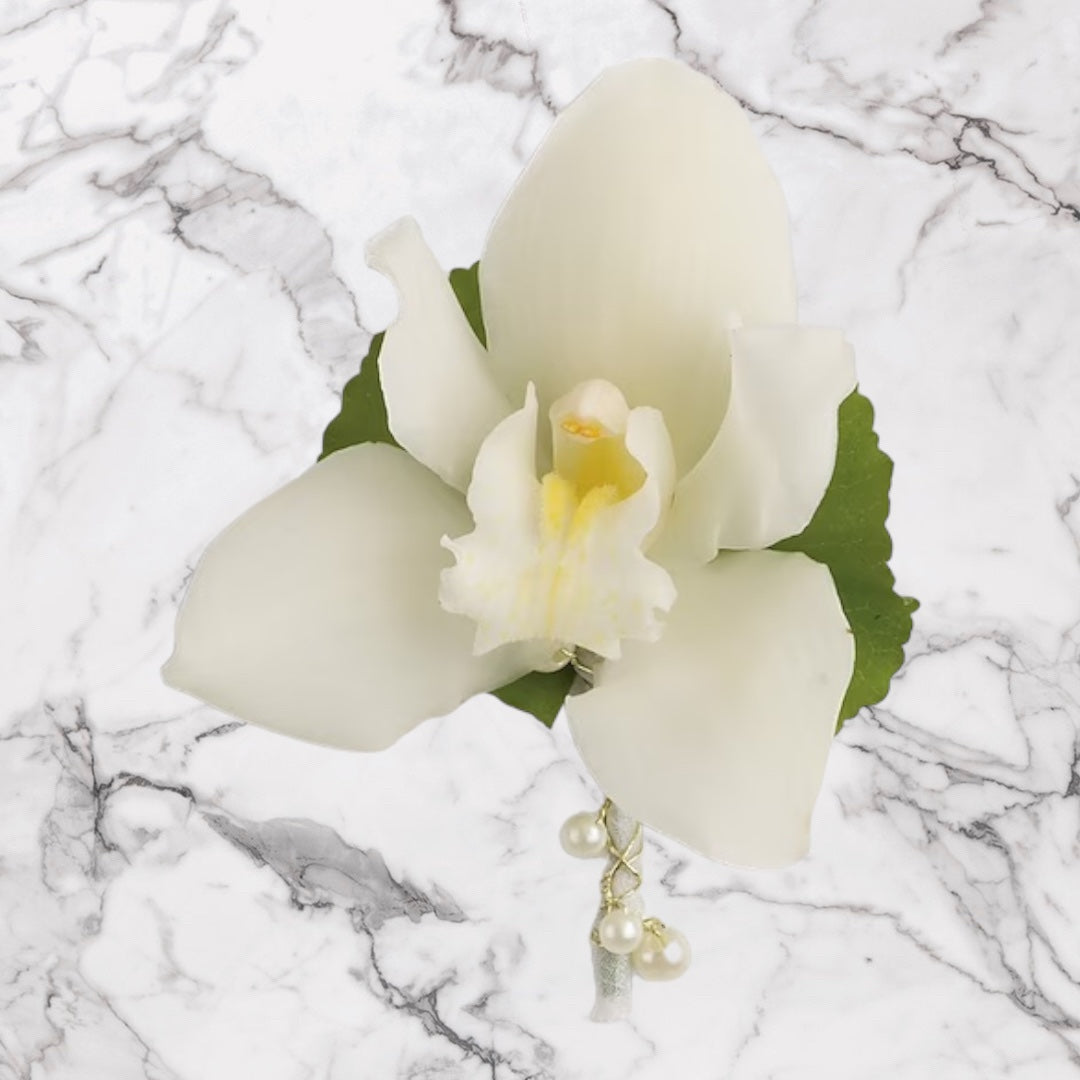 Cymbidium Orchid Elegance Boutonnière - DGM Flowers  | Fort Lauderdale Florist