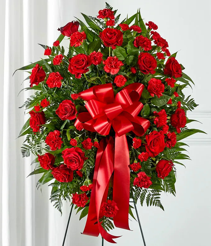 Red Flowers Standing Spray