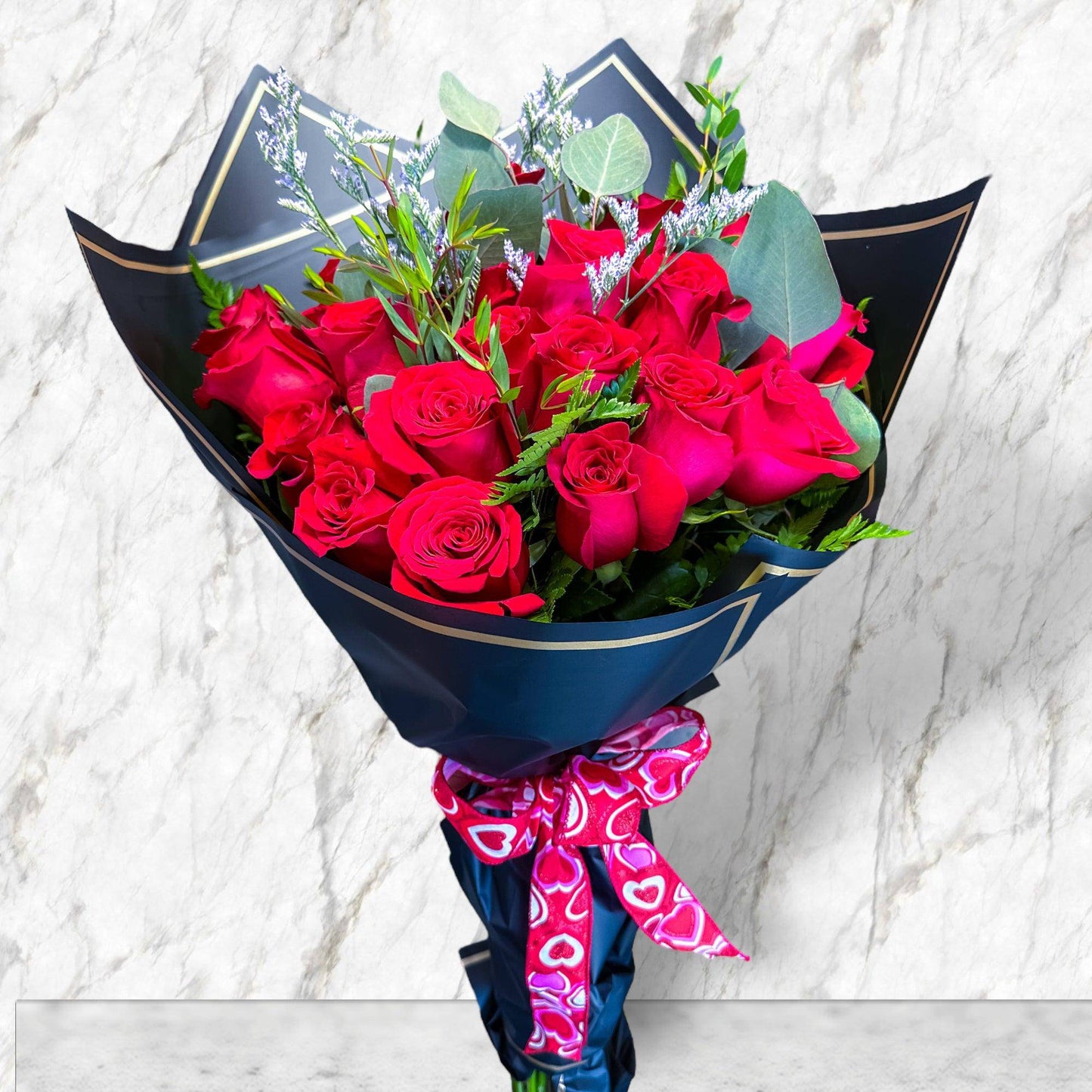 Luxurious Wrapped Rose Bouquet - Red Rose, White Rose or Purple Rose