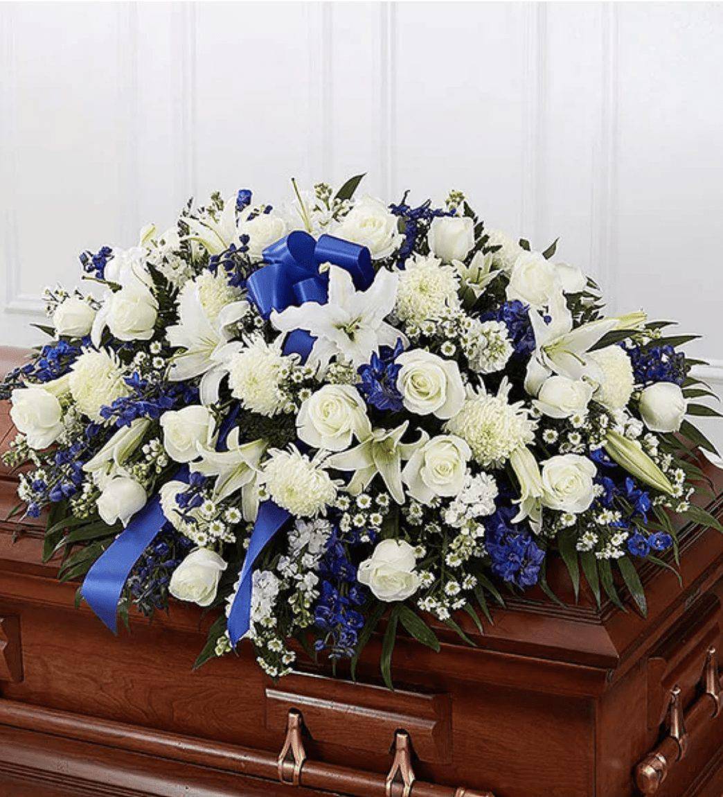 Blue & White Mixed Half Casket Cover