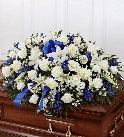 Blue & White Mixed Half Casket Cover