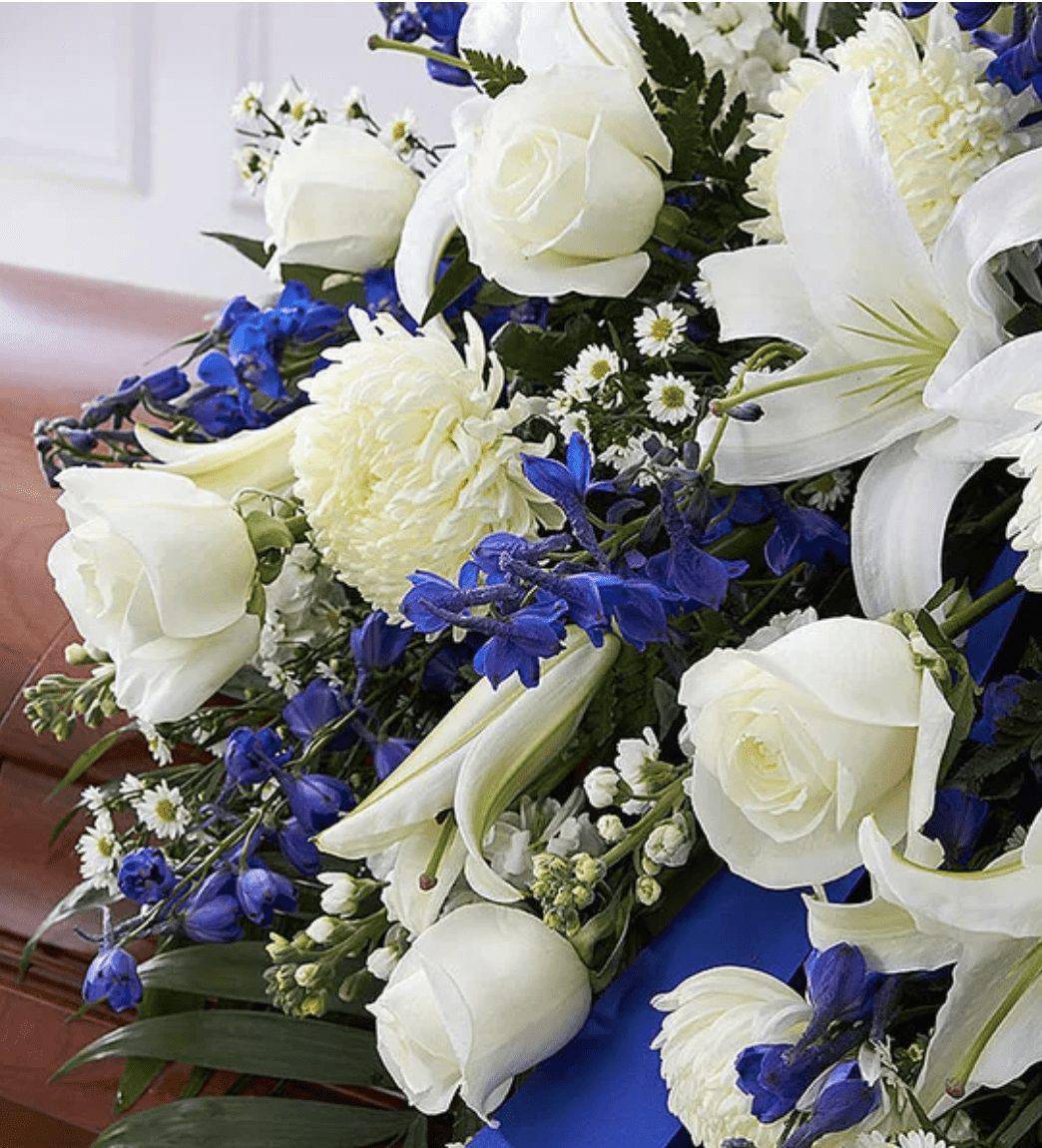 Blue & White Mixed Half Casket Cover