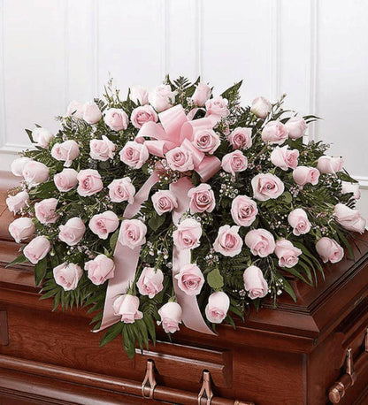 Pink Rose Half Casket Cover