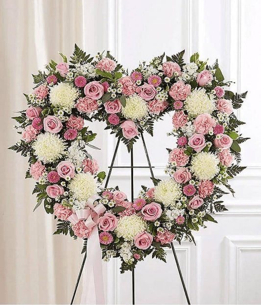 Pink & White Standing Open Heart