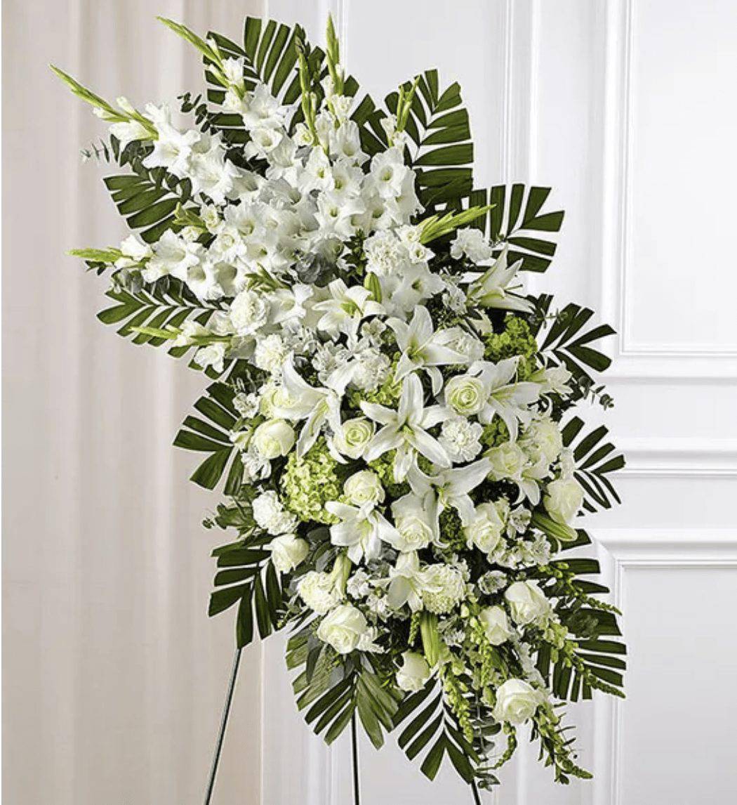 White Rose & Lily Sympathy Standing Spray