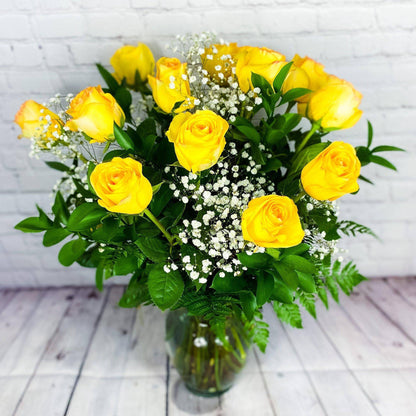 Yellow Roses, One Dozen, Premium Long Stem Rose