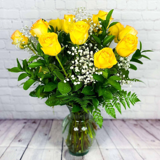 Yellow Roses, One Dozen, Premium Long Stem Rose