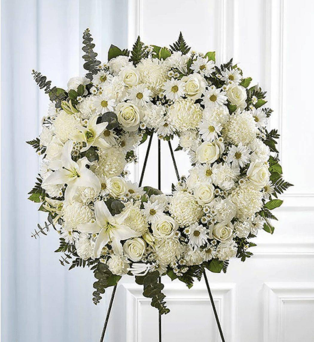 All White Funeral Wreath