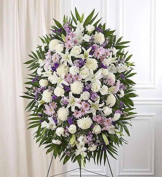 Lavender & White Sympathy Standing Spray