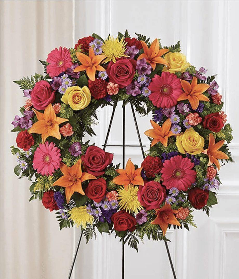 Multicolor Bright Circle Funeral Wreath