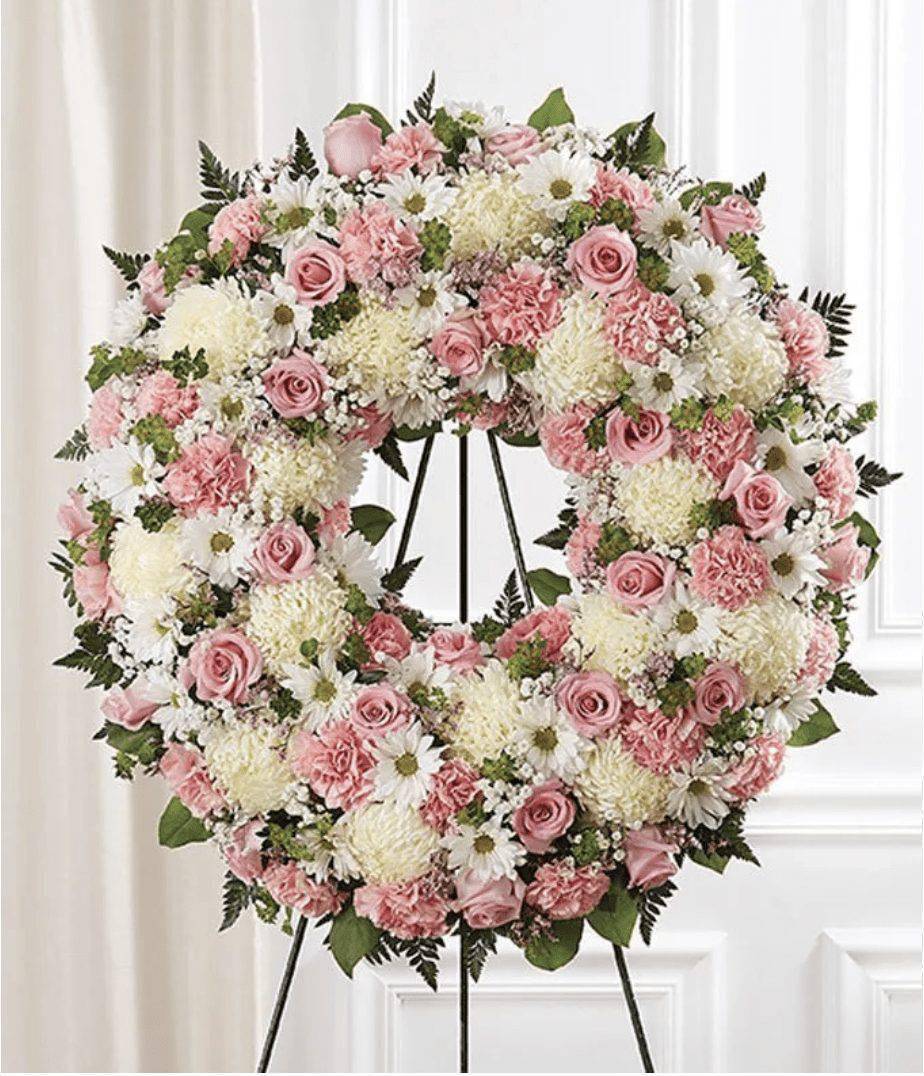 Pink & White Circle Standing Wreath