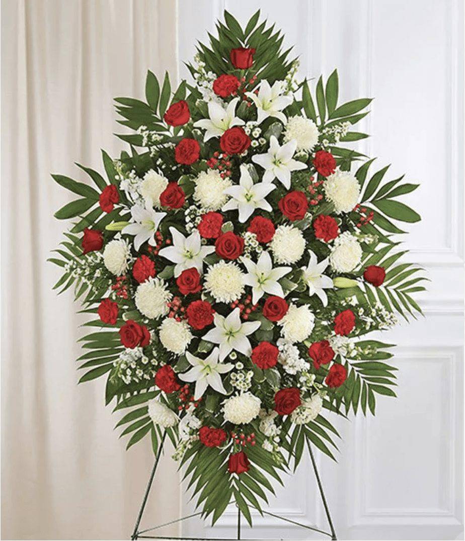 Red & White Sympathy Standing Spray