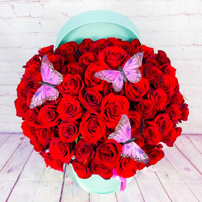 Rosey Butterfly Dome Bouquet