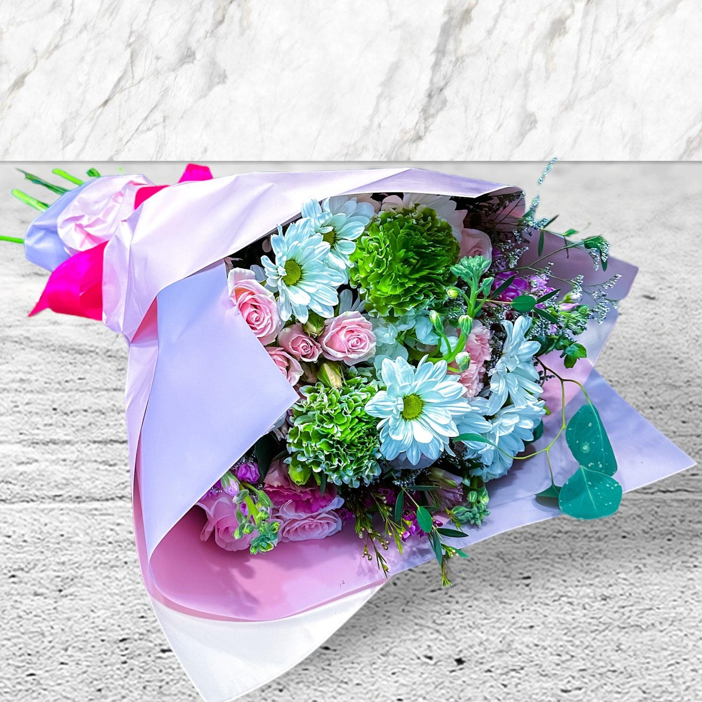 Pastel Elegance Wrapped Bouquet - DGM Flowers  | Fort Lauderdale Florist