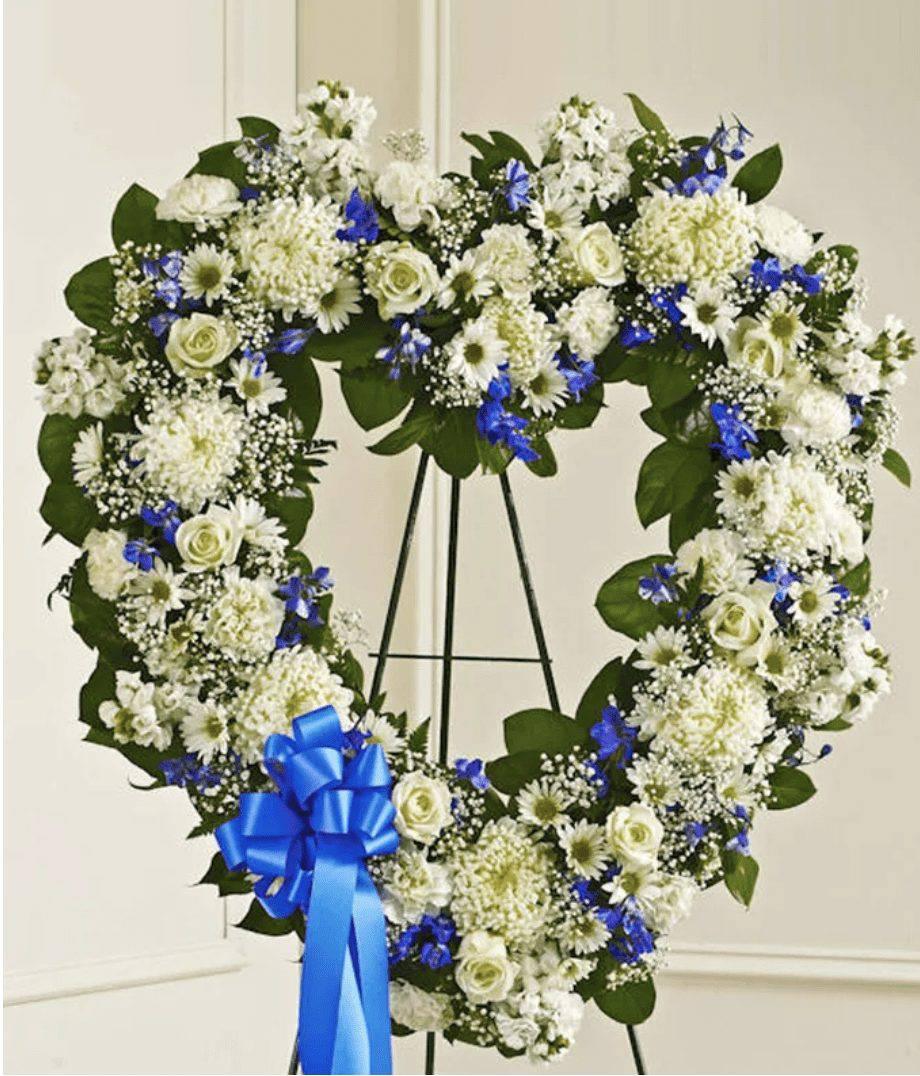 Blue & White flower Open Heart