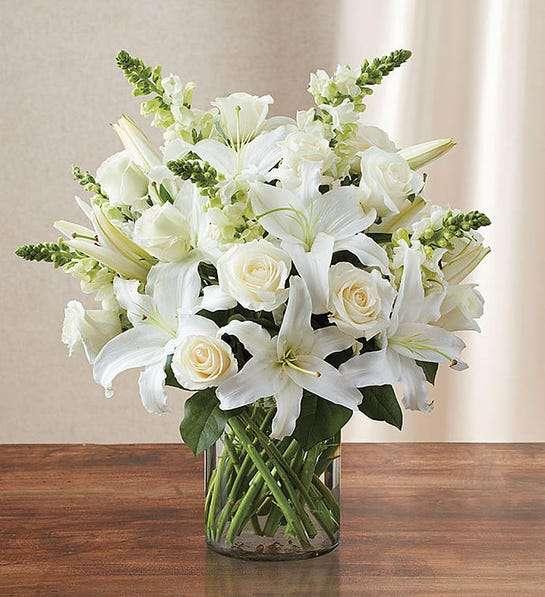 Classic All White Sympathy - DGM Flowers  | Fort Lauderdale Florist