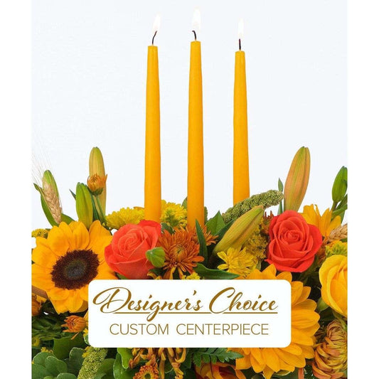 Custom Thanksgiving Centerpiece With Candle - DGM Flowers  | Fort Lauderdale Florist