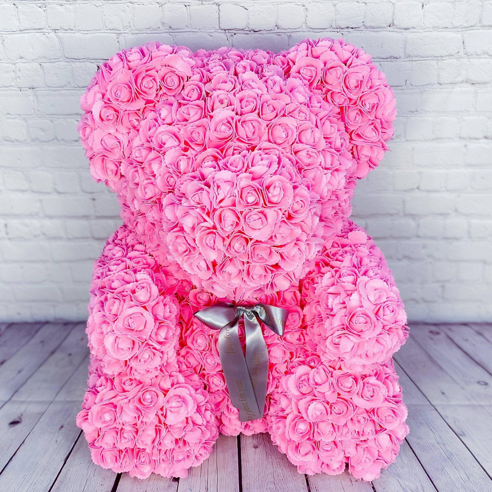 Giant 26" Rose Bear - Pink Rose Bear Gift Box - DGM Flowers  | Fort Lauderdale Florist