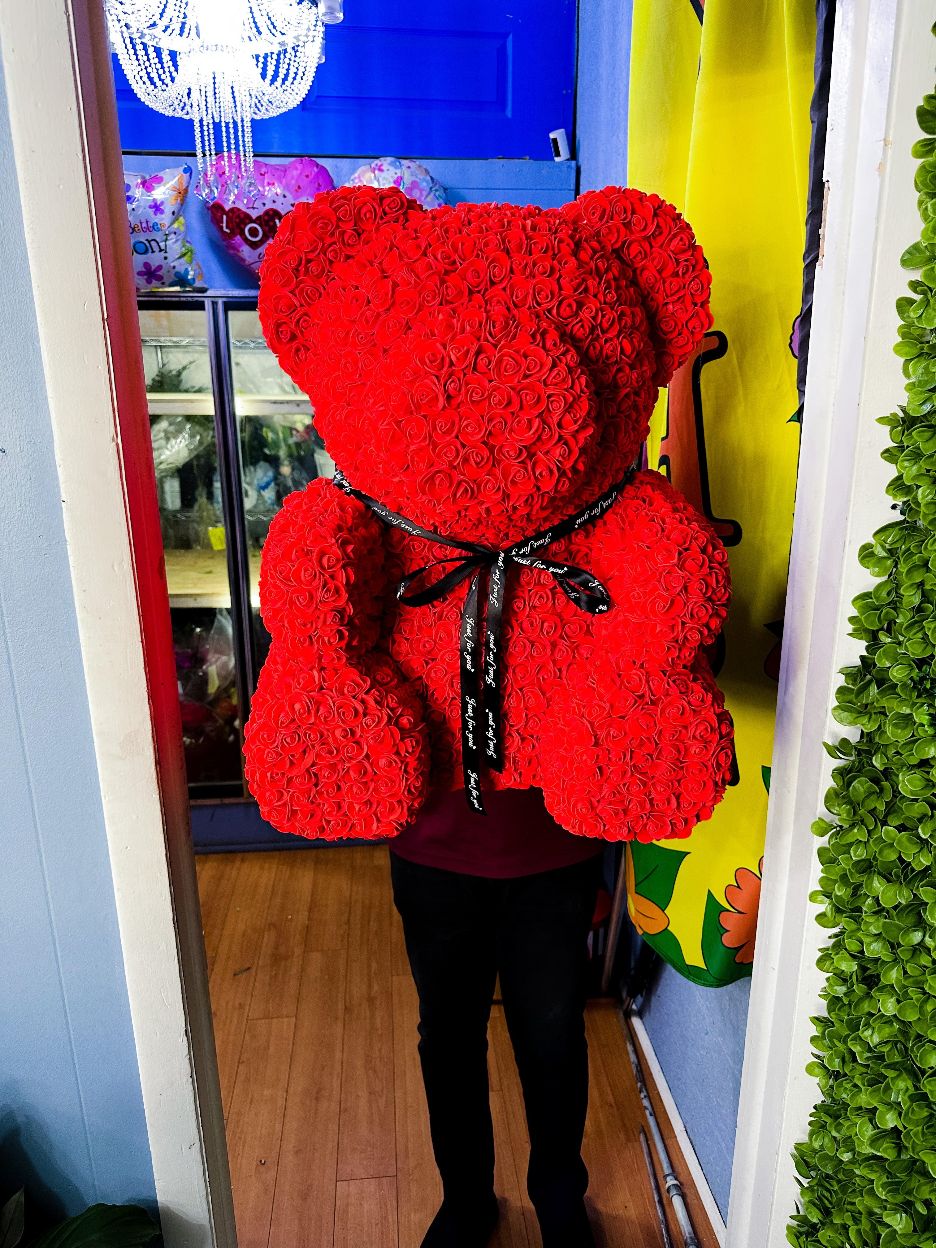 Giant rose teddy clearance bear