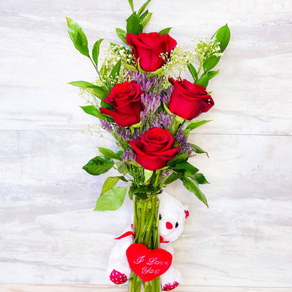 Huggable Red Rose Bud - 4 Premium Rose - DGM Flowers  | Fort Lauderdale Florist