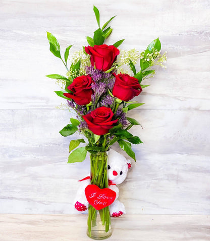 Huggable Red Rose Bud - 4 Premium Rose - DGM Flowers  | Fort Lauderdale Florist