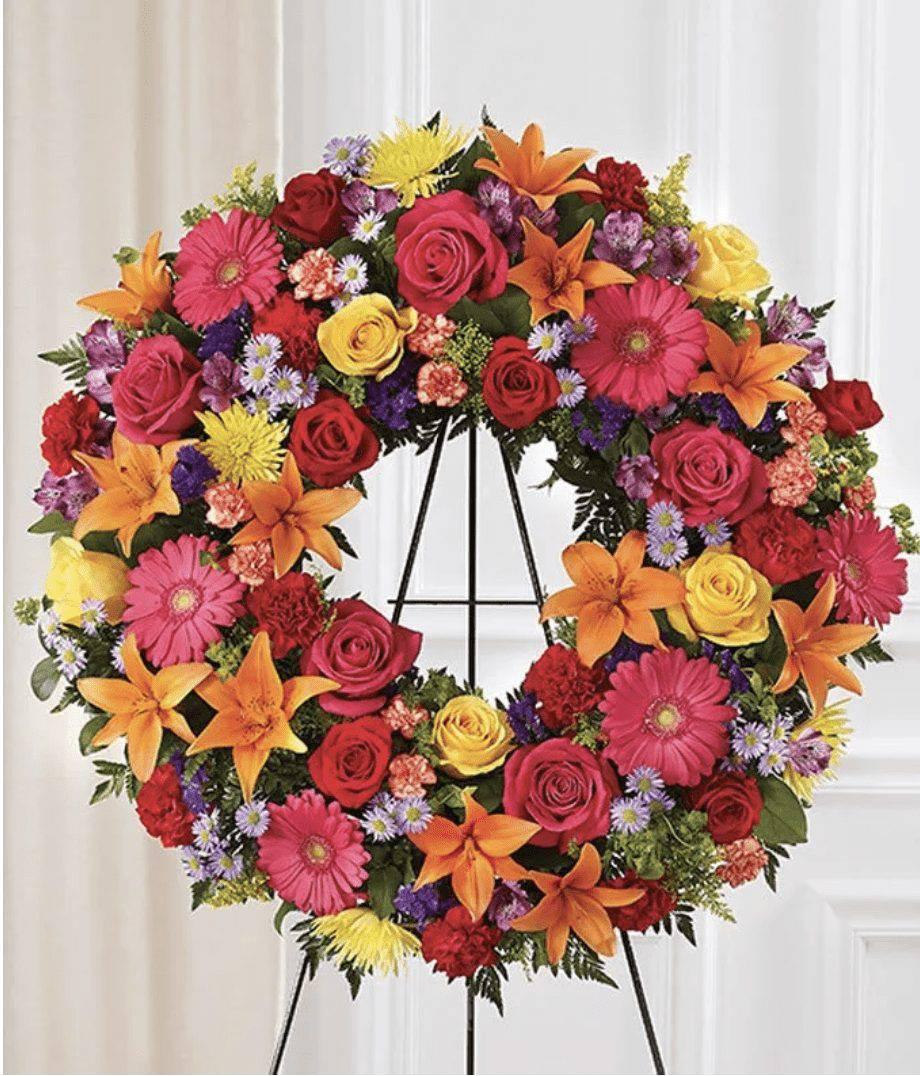 Multicolor Bright Circle Wreath - DGM Flowers  | Fort Lauderdale Florist