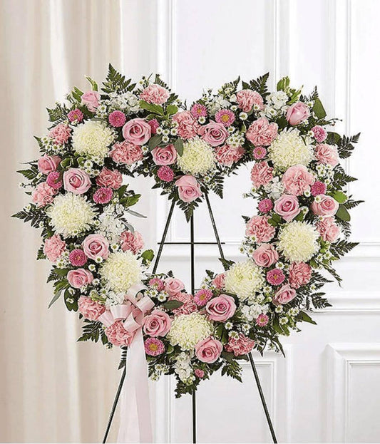 Pink & White Standing Open Heart - DGM Flowers  | Fort Lauderdale Florist