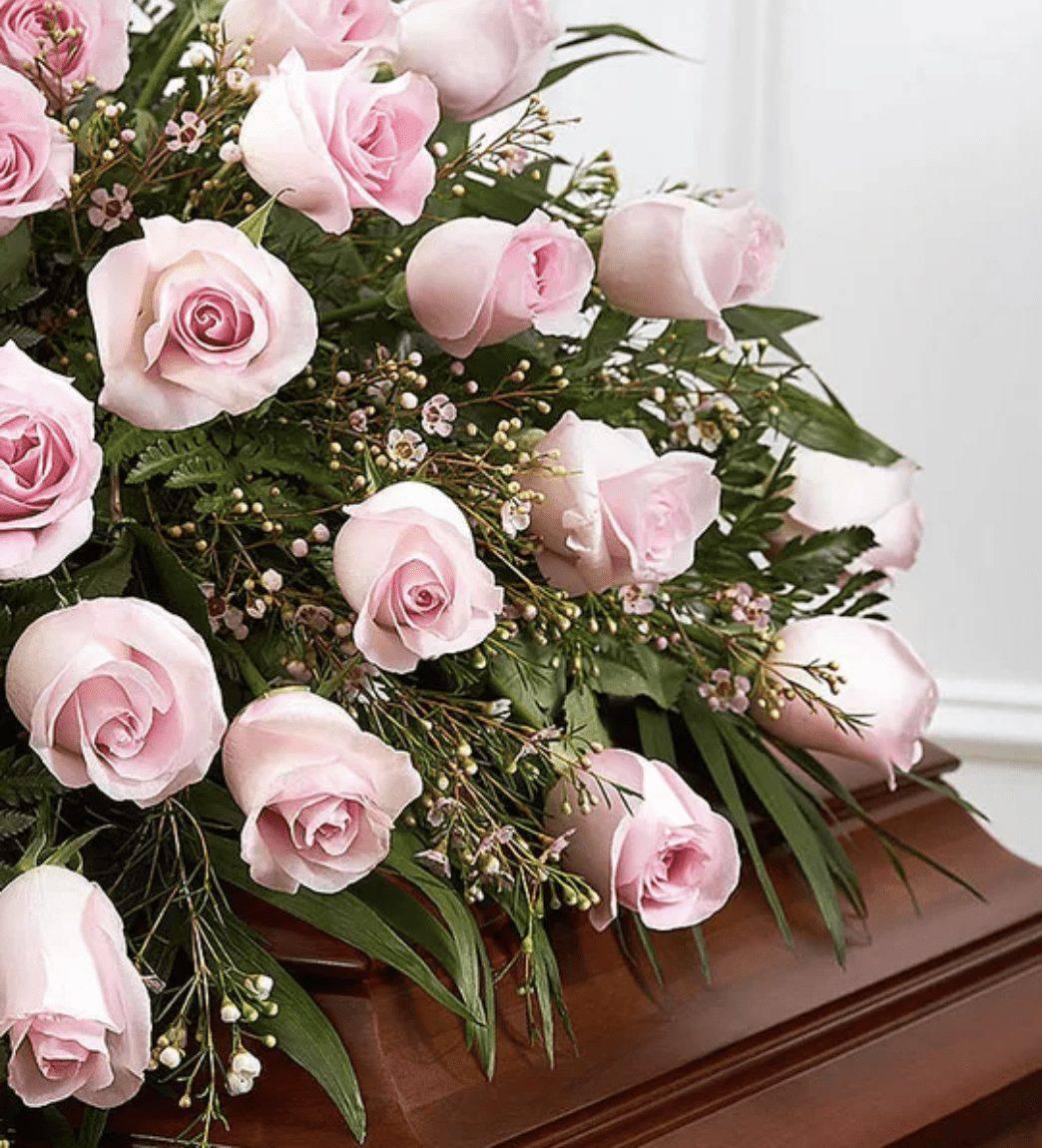 Pink Rose Half Casket Cover - DGM Flowers  | Fort Lauderdale Florist