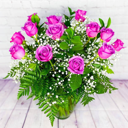 Purple Roses, One Dozen, Premium Long Stem Rose - DGM Flowers  | Fort Lauderdale Florist
