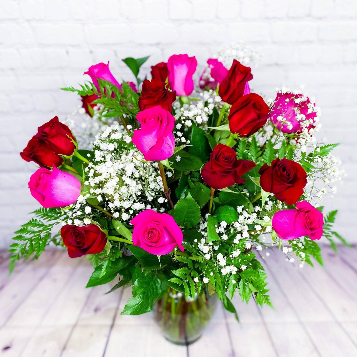 Red & Pink Roses, Two Dozen, Premium Long Stem Rose - DGM Flowers  | Fort Lauderdale Florist