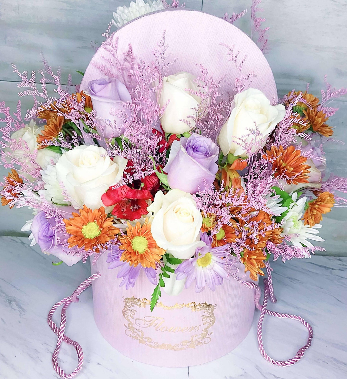 Victorian Pretty In Pink Hat Box - DGM Flowers  | Fort Lauderdale Florist